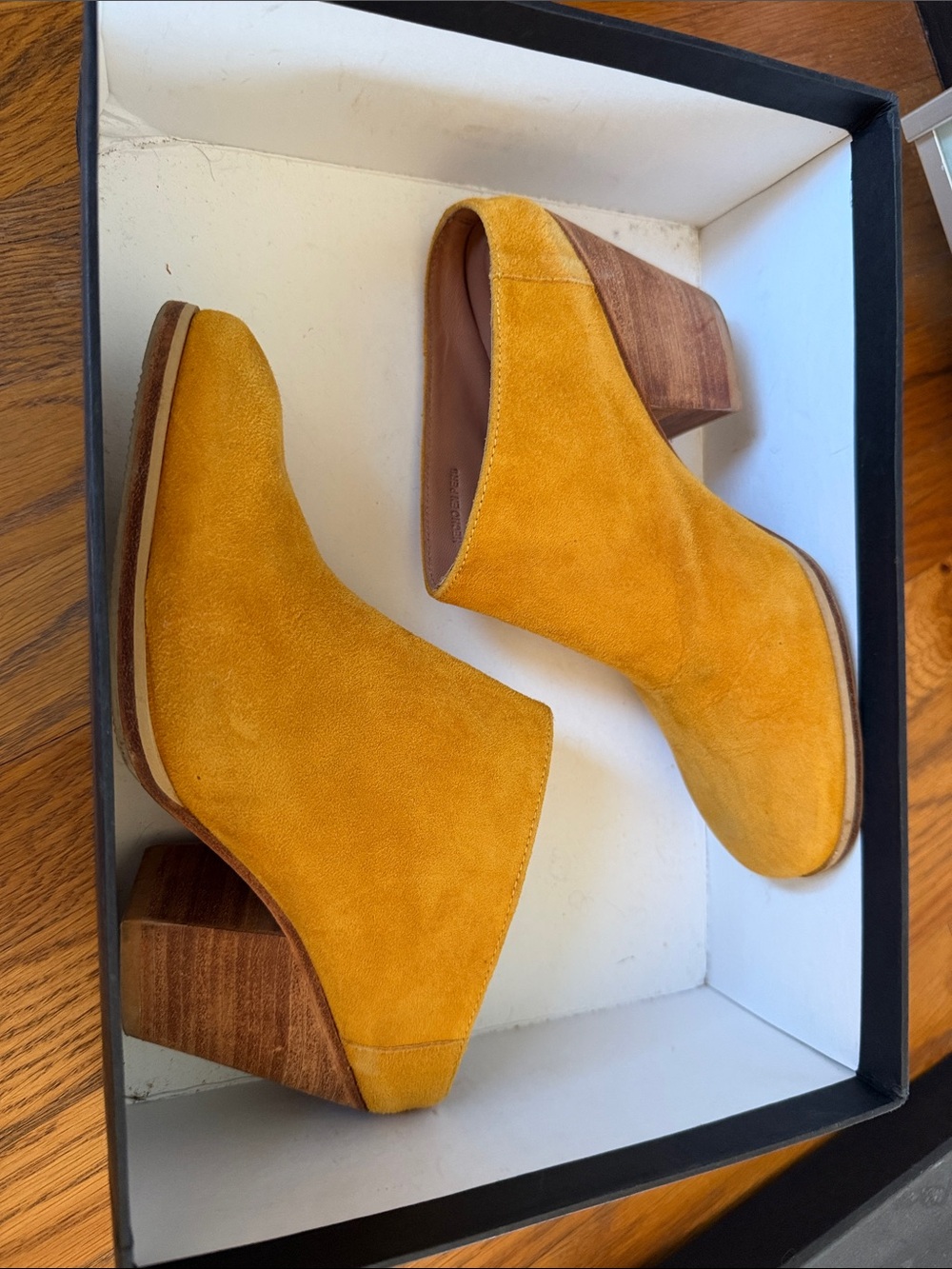Rachel Comey Suede Ankle mules in Mustard